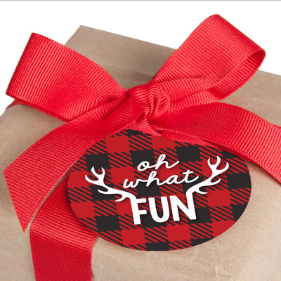 Prancing Plaid - Buffalo Plaid Holiday To and From Favor Gift Tags - Set of 20