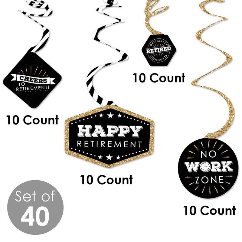 Happy Retirement - Retirement Party Hanging Decor - Party Decoration Swirls - Set of 40