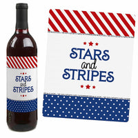 4th of July - Independence Day Decorations for Women and Men - Wine Bottle Labels - Set of 4