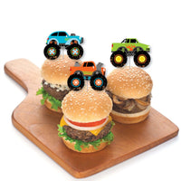 Smash and Crash - Monster Truck - Dessert Cupcake Toppers - Boy Birthday Party Clear Treat Picks - Set of 24