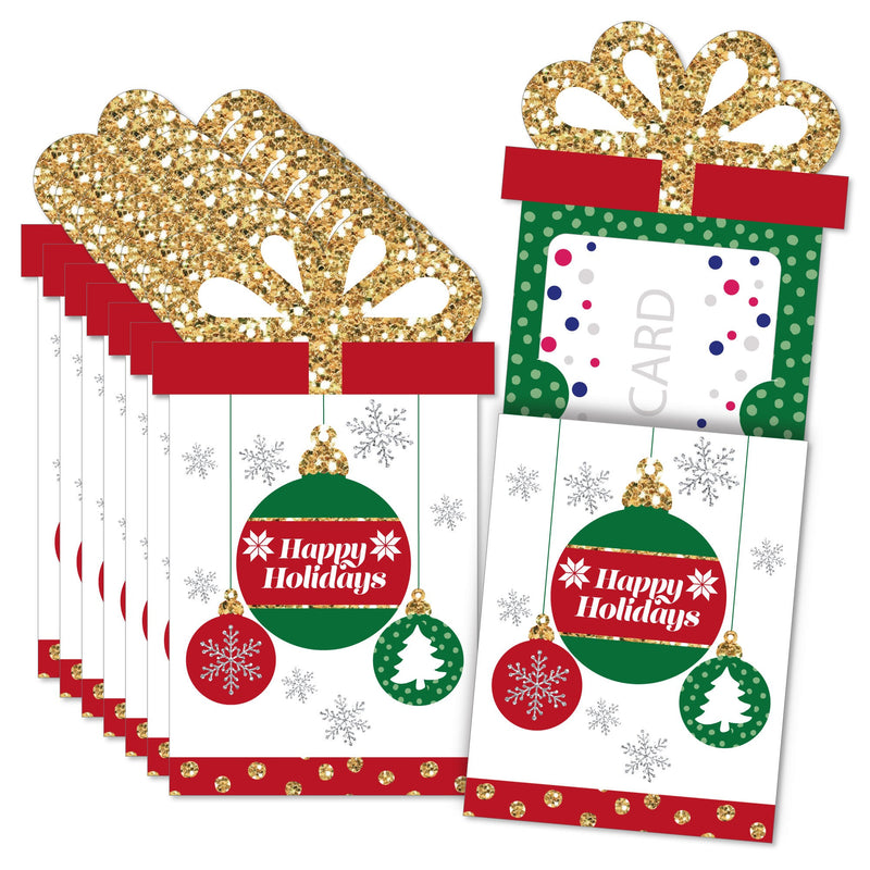 Ornaments - Holiday and Christmas Party Money and Gift Card Sleeves - Nifty Gifty Card Holders - Set of 8