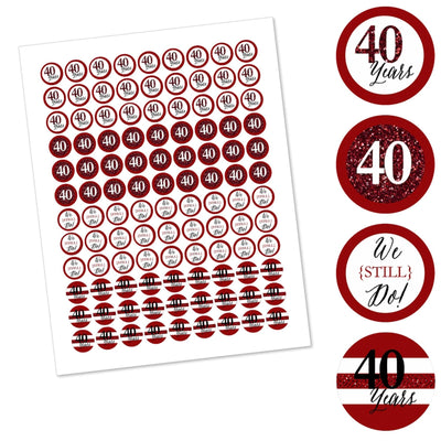 We Still Do - 40th Wedding Anniversary - Round Candy Labels Anniversary Party Favors - Fits Hershey's Kisses - 108 ct