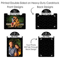Mr. and Mrs. - Black and White Wedding or Bridal Shower Picture Centerpiece Sticks - Photo Table Toppers - 15 Pieces