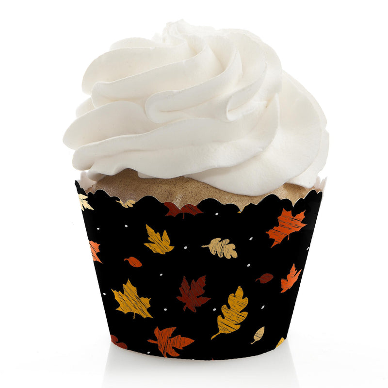 Fall Leaves - Give Thanks Party Decorations - Fall or Thanksgiving Cupcake Wrappers - Set of 12