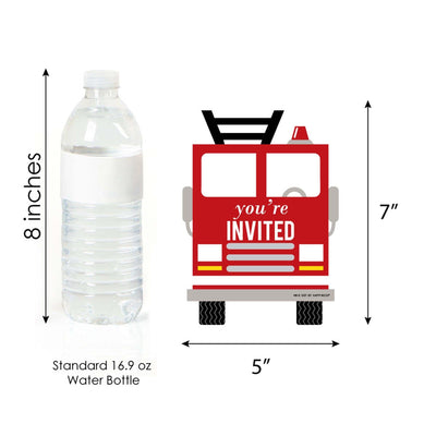 Fired Up Fire Truck - Shaped Fill-In Invitations - Firefighter Firetruck Baby Shower or Birthday Party Invitation Cards with Envelopes - Set of 12