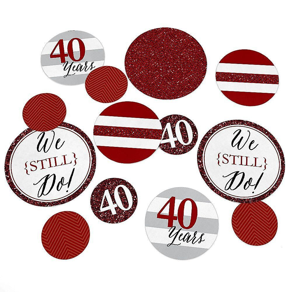 We Still Do - 40th Wedding Anniversary - Wedding Anniversary Giant Circle Confetti - Ruby Anniversary Party Decorations - Large Confetti 27 Count