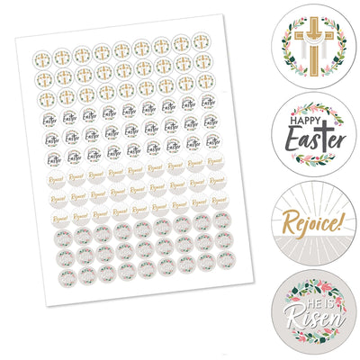 Religious Easter - Christian Holiday Party Round Candy Sticker Favors - Labels Fit Hershey's Kisses (1 sheet of 108)