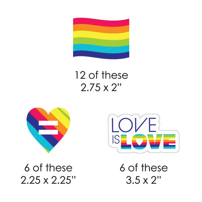 Love is Love - Pride - DIY Shaped Rainbow Party Cut-Outs - 24 ct