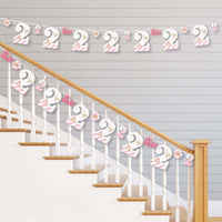2nd Birthday Little Princess Crown - Pink and Gold Princess Second Birthday Party DIY Decorations - Clothespin Garland Banner - 44 Pieces
