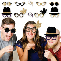 Roaring 20's Glasses - Paper Card Stock 1920s Art Deco Jazz Party Photo Booth Props Kit - 10 Count