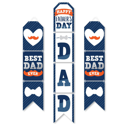 Happy Father's Day - Hanging Vertical Paper Door Banners - We Love Dad Party Wall Decoration Kit - Indoor Door Decor