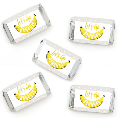 Let's Go Bananas - Mini Candy Bar Wrapper Stickers - Tropical Party Small Favors - 40 Count