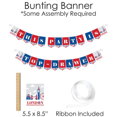 Cheerio, London - Banner and Photo Booth Decorations - British UK Party Supplies Kit - Doterrific Bundle