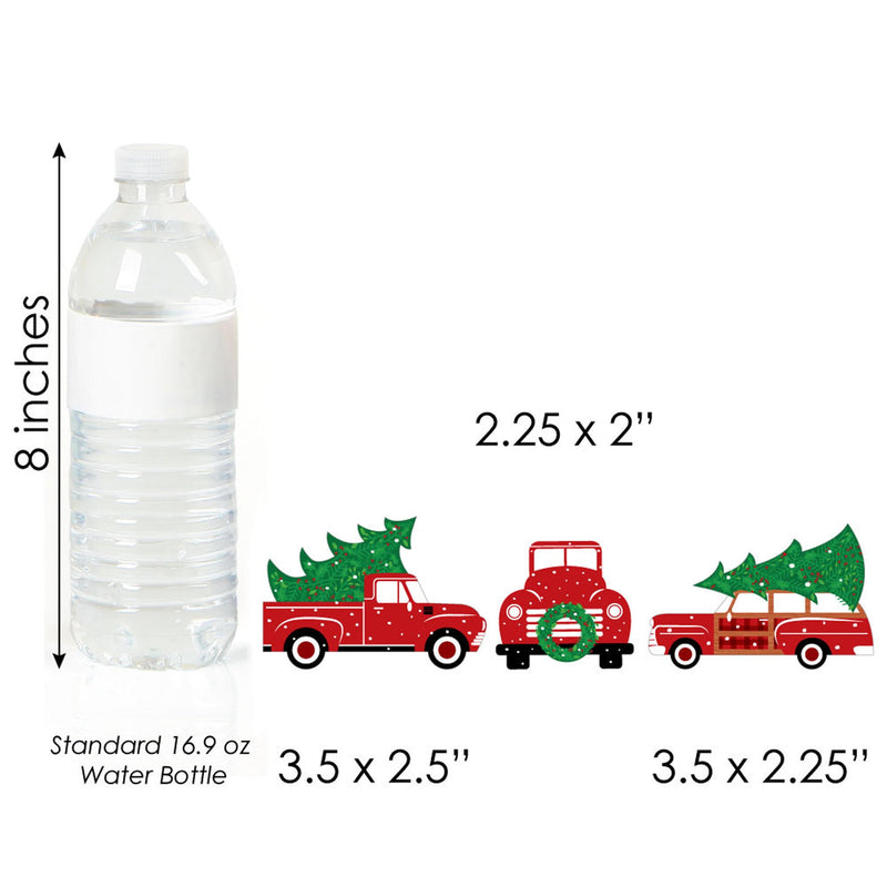 Merry Little Christmas Tree - DIY Shaped Red Truck and Car Christmas Party Paper Cut-Outs - 24 ct