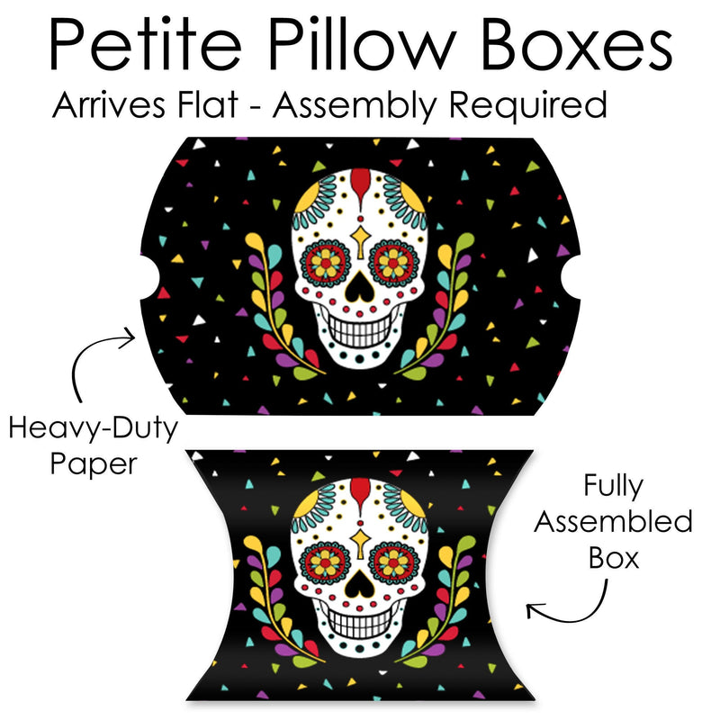 Day of the Dead - Favor Gift Boxes - Halloween Sugar Skull Party Petite Pillow Boxes - Set of 20