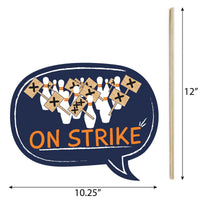 Funny Strike Up the Fun - Bowling - 10 Piece Baby Shower or Birthday Party Photo Booth Props Kit