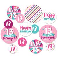 Girl 13th Birthday - Official Teenager Birthday Party Giant Circle Confetti - Party Decorations - Large Confetti 27 Count