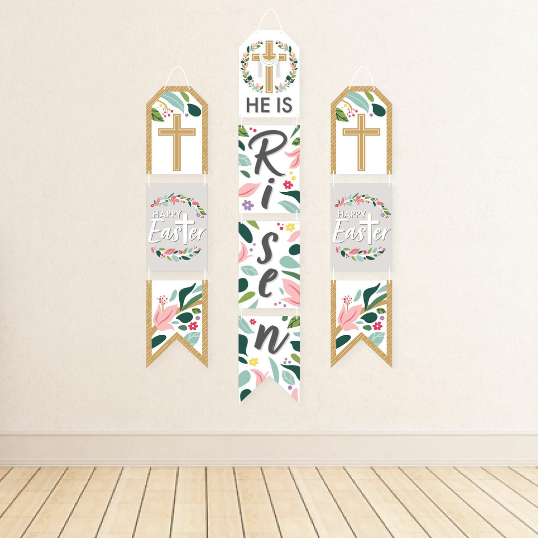 Religious Easter - Hanging Vertical Paper Door Banners - Christian Holiday Party Wall Decoration Kit - Indoor Door Decor