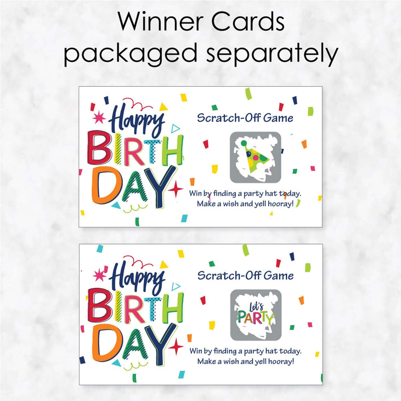 Cheerful Happy Birthday - Colorful Birthday Party Game Scratch Off Cards - 22 Count