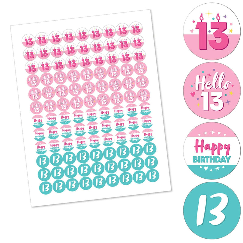 Girl 13th Birthday - Official Teenager Birthday Party Round Candy Sticker Favors - Labels Fit Hershey&