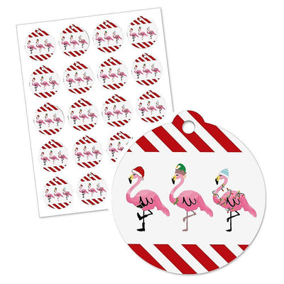 Flamingle Bells - Tropical Flamingo Christmas Party Favor Gift Tags (Set of 20)