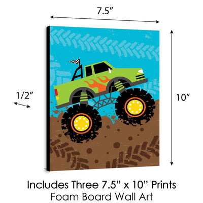 Smash and Crash - Monster Truck - Boy Nursery Wall Art and Kids Room Decor - 7.5 x 10 inches - Set of 3 Prints