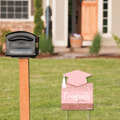 Rose Gold Grad - Outdoor Lawn Sign - Graduation Party Yard Sign - 1 Piece