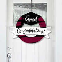 Maroon Grad - Best is Yet to Come - Outdoor Burgundy Graduation Party Decor - Front Door Wreath