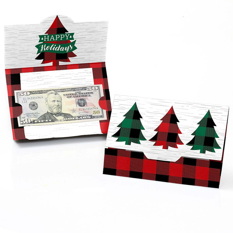 Holiday Plaid Trees - Set of 8 Buffalo Plaid Christmas Party Money And Gift Card Holders