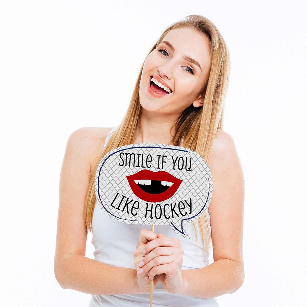 Funny Shoots & Scores! - Hockey - 10 Piece Baby Shower or Birthday Party Photo Booth Props Kit