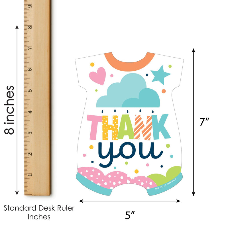 Colorful Baby Shower - Shaped Thank You Cards - Gender Neutral Party Thank You Note Cards with Envelopes - Set of 12