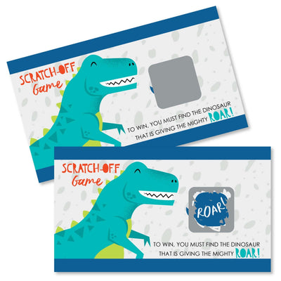 Roar Dinosaur - Dino Mite T-Rex Baby Shower or Birthday Party Game Scratch Off Cards - 22 ct
