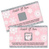 Pink Winter Wonderland - Holiday Snowflake Birthday Party and Baby Shower Game Scratch Off Cards - 22 Count