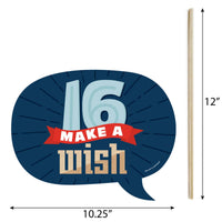 Funny Boy 16th Birthday - Sweet Sixteen Birthday Party Photo Booth Props Kit - 10 Piece
