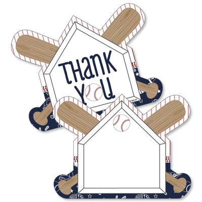 Batter Up - Baseball - Shaped Thank You Cards - Baby Shower or Birthday Party Thank You Note Cards with Envelopes - Set of 12