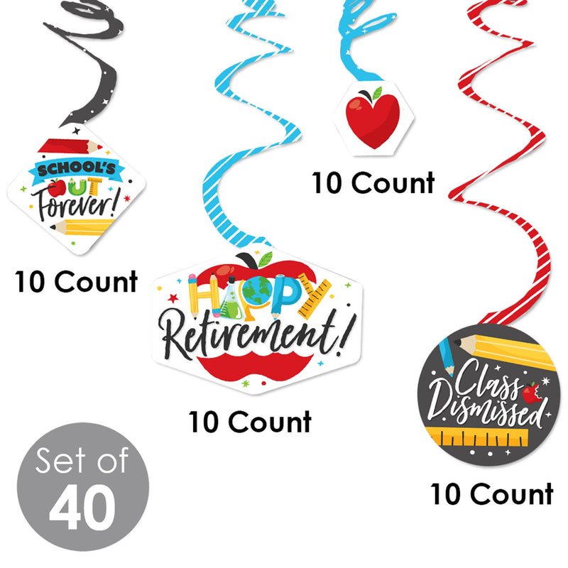 Teacher Retirement - Happy Retirement Party Hanging Decor - Party Decoration Swirls - Set of 40