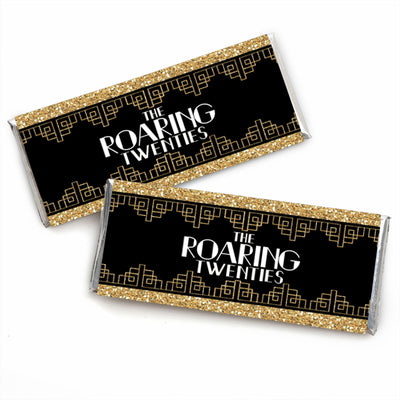 Roaring 20's - Candy Bar Wrapper 1920s Art Deco Jazz Party Favors - Set of 24