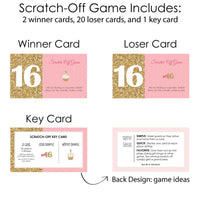 Sweet 16 - Birthday Party Scratch Off Cards - 22 ct