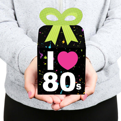 80's Retro - Square Favor Gift Boxes - Totally 1980s Party Bow Boxes - Set of 12