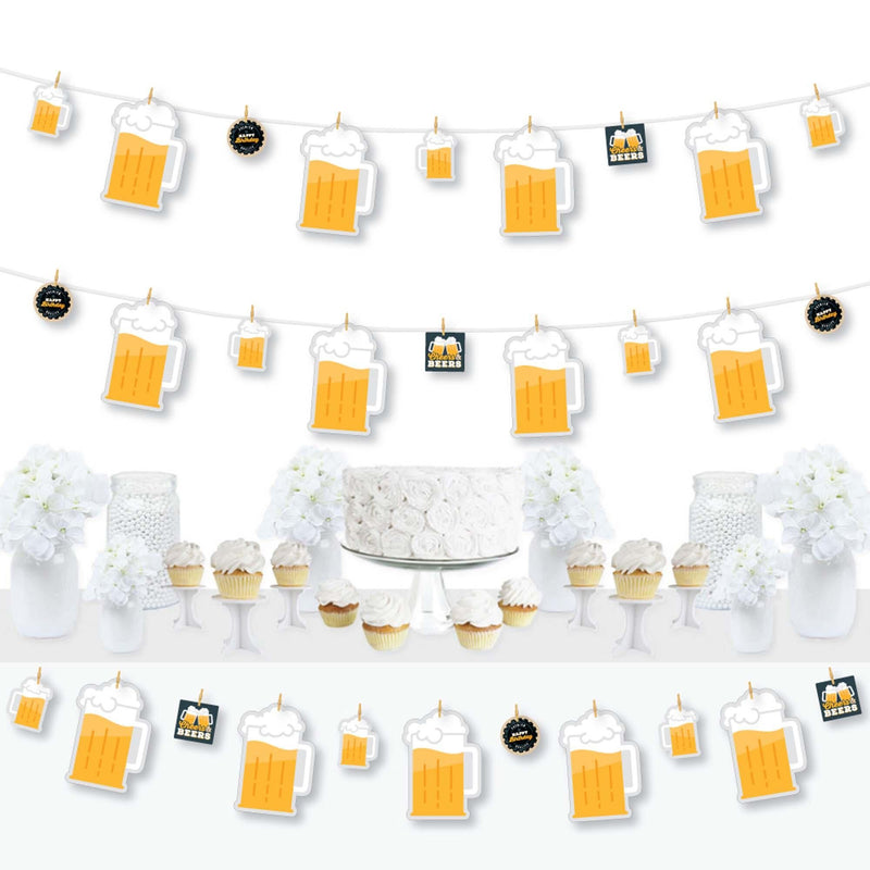 Cheers and Beers Happy Birthday - Birthday Party DIY Decorations - Clothespin Garland Banner - 44 Pieces