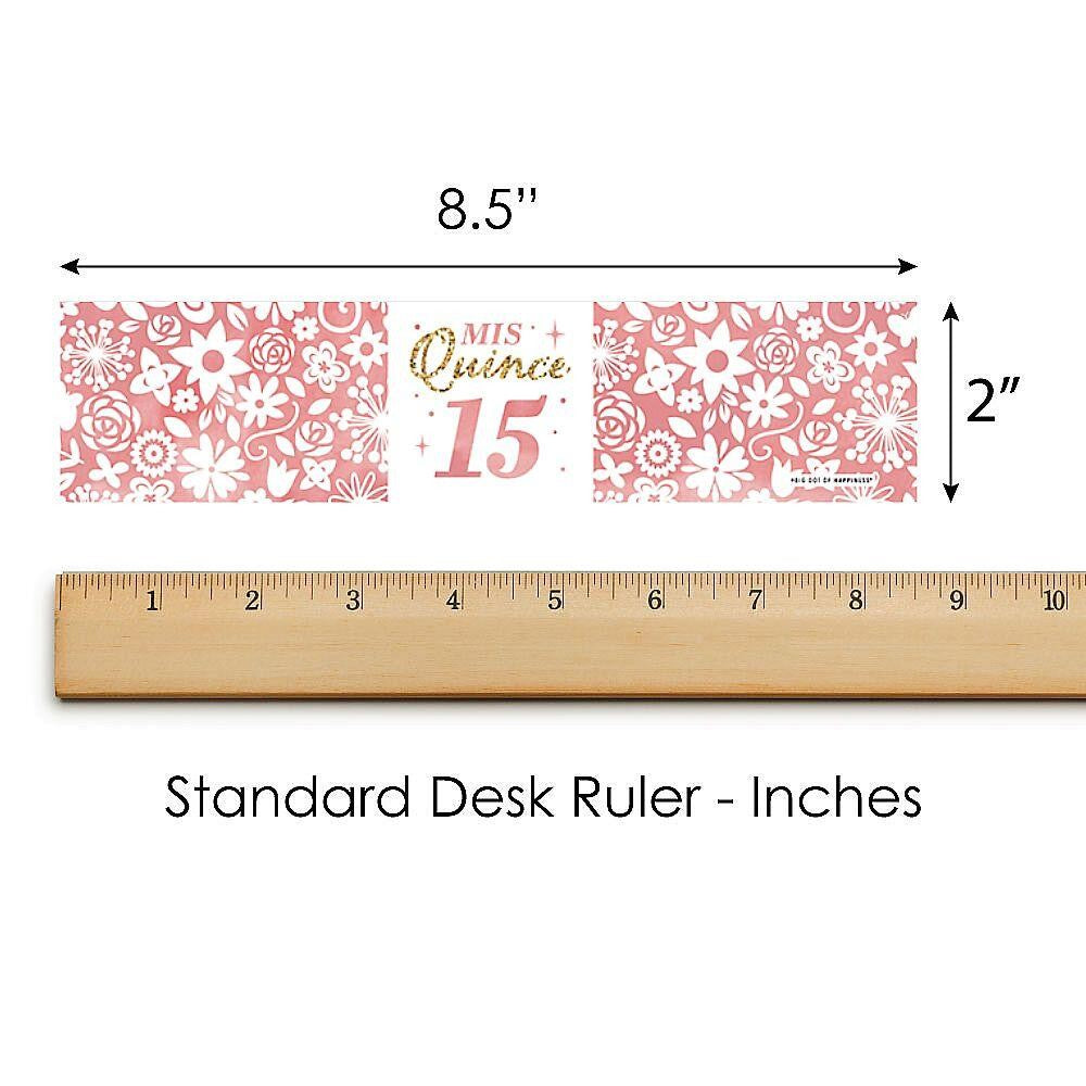 Mis Quince Anos - Quinceanera Sweet 15 Birthday Party Water Bottle Sticker Labels - Set of 20