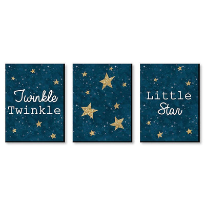 Twinkle Twinkle Little Star - Baby Boy Nursery Wall Art & Kids Room Decor - 7.5 x 10 inches - Set of 3 Prints
