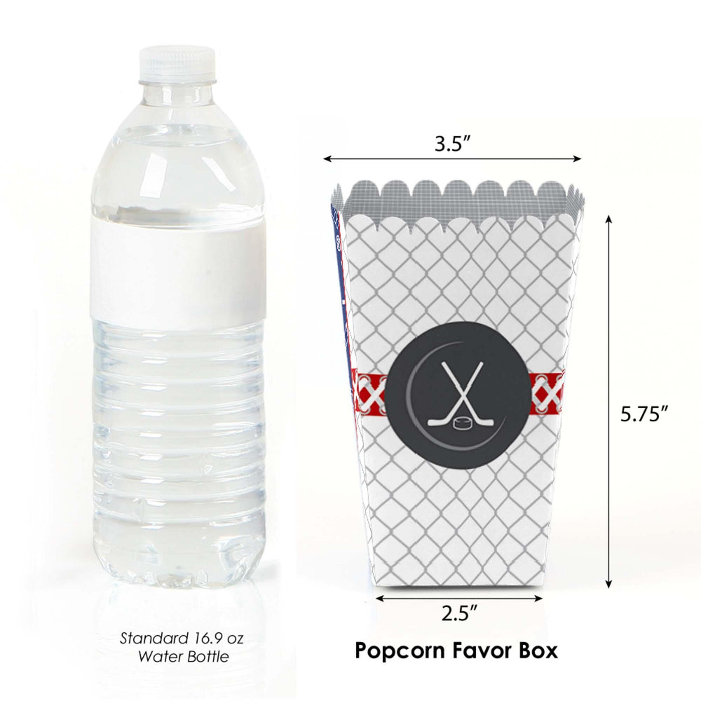 Shoots and Scores - Hockey - Baby Shower or Birthday Party Favor Popcorn Treat Boxes - Set of 12