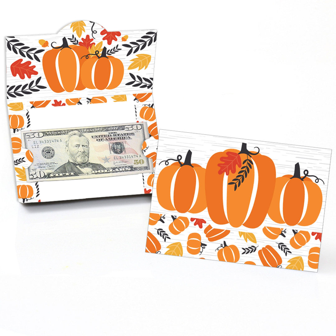Fall Pumpkin - Halloween or Thanksgiving Party Money and Gift Card Holders - Set of 8