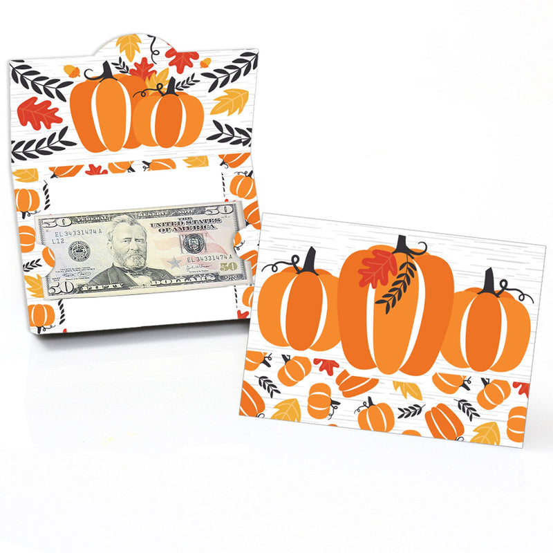 Fall Pumpkin - Halloween or Thanksgiving Party Money and Gift Card Holders - Set of 8