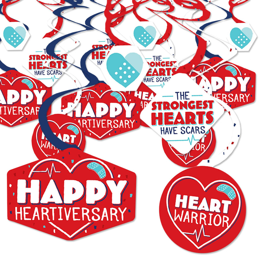 Happy Heartiversary - CHD Awareness Hanging Decor - Party Decoration Swirls - Set of 40