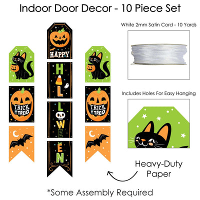 Jack-O'-Lantern Halloween - Hanging Vertical Paper Door Banners - Kids Halloween Party Wall Decoration Kit - Indoor Door Decor