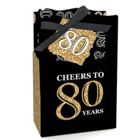 Adult 80th Birthday - Gold - Birthday Party Favor Boxes - Set of 12