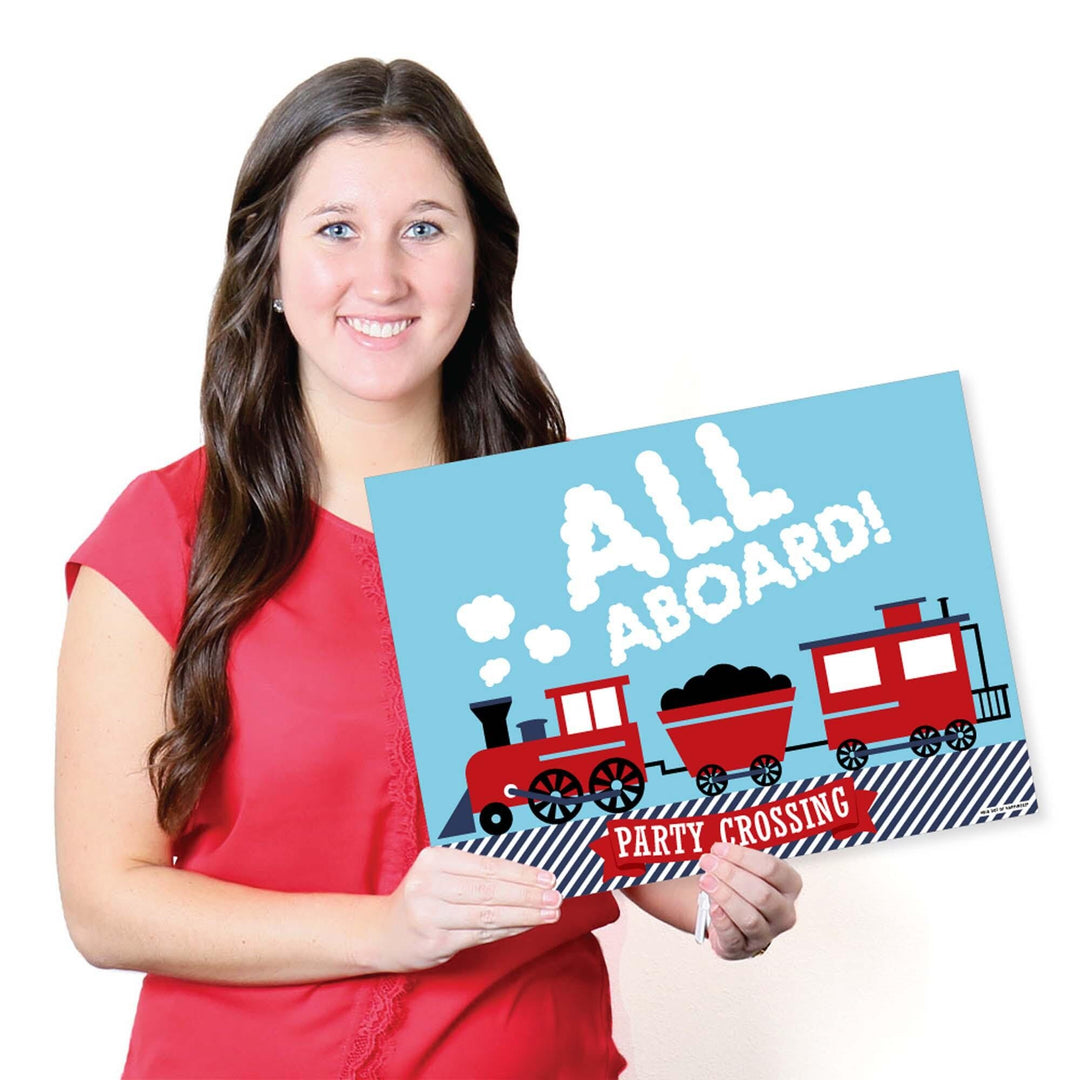 Railroad Party Crossing - Paper Steam Train Birthday Party Coloring Sheets - Activity Placemats - Set of 16