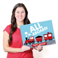 Railroad Party Crossing - Paper Steam Train Birthday Party Coloring Sheets - Activity Placemats - Set of 16